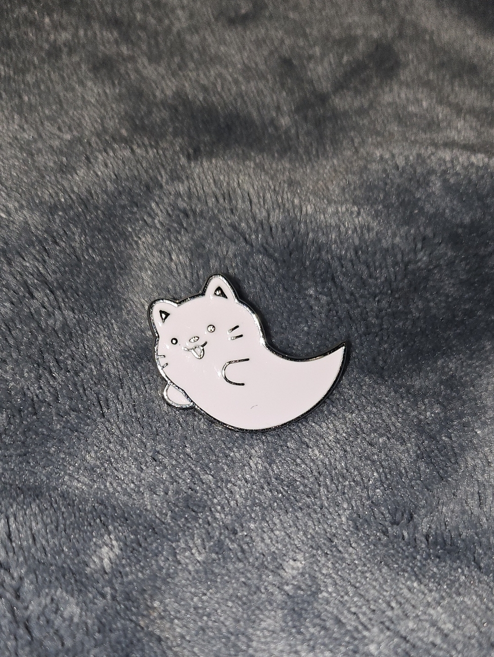 Cute White Cat Enamel Pin Ghost Kitty